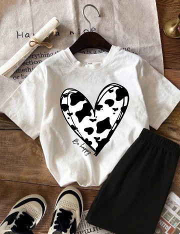 Compleu Shein Kids, alb/negru