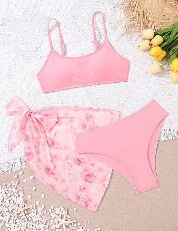 Costum de baie Shein Kids, roz