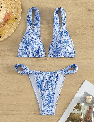 Costum de baie SHEIN, alb/albastru