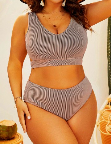 Costum de baie SHEIN CURVE, maro