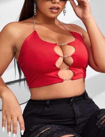 Top SHEIN CURVE, rosu