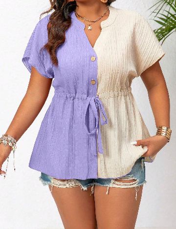 Bluza SHEIN CURVE, crem/mov