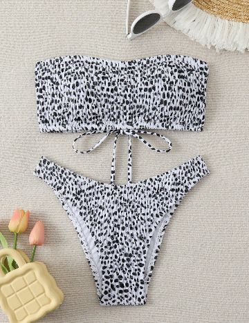 Costum de baie SHEIN, alb/negru