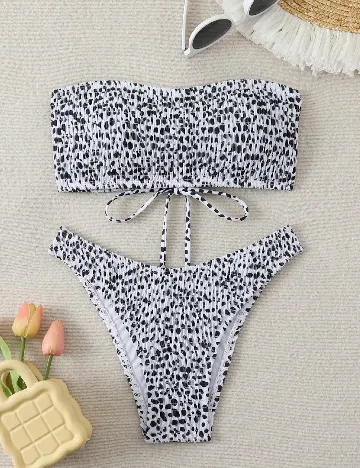 Costum de baie SHEIN, alb/negru
