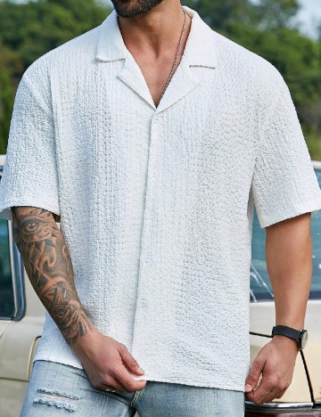Camasa SHEIN Plus Size Men, alb