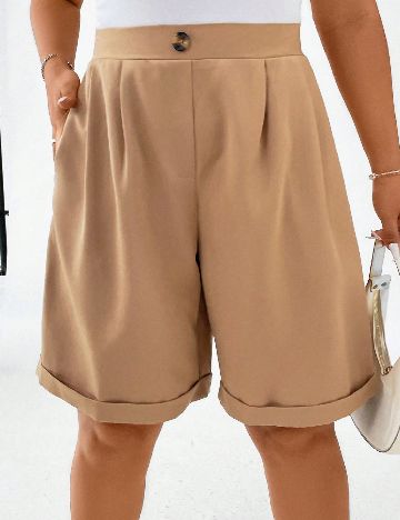 Pantaloni scurti SHEIN CURVE, maro