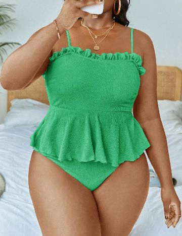Costum de baie SHEIN CURVE, verde
