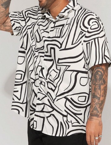 Camasa SHEIN Plus Size Men, alb