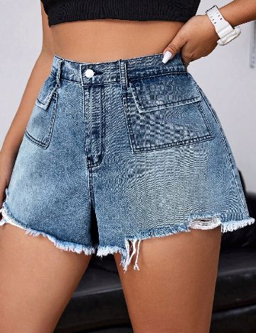 Pantaloni scurti SHEIN CURVE, albastru