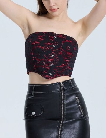 Corset SHEIN, negru/rosu