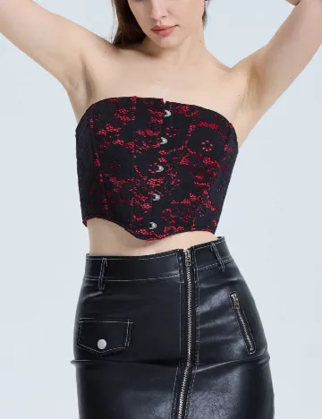 Corset SHEIN, negru/rosu