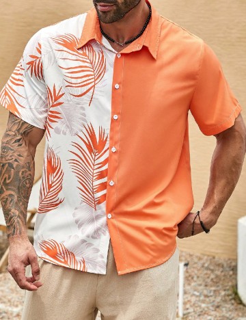 Camasa SHEIN Plus Size Men, portocaliu