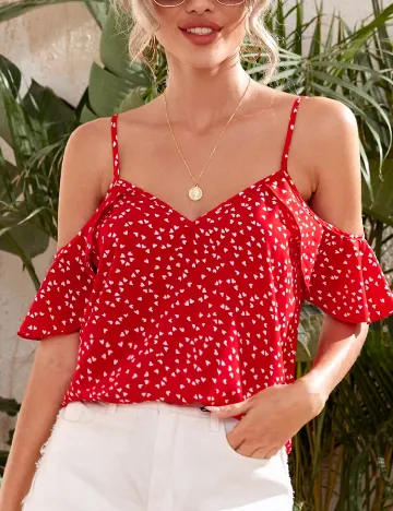 Bluza SHEIN, rosu/alb