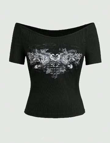 Top Romwe Plus Size, negru