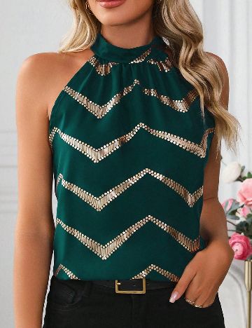 Bluza SHEIN, verde/auriu