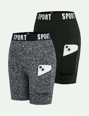 Set colanti 2 perechi Shein Kids, gri/negru
