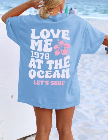 Tricou Oversize SHEIN, albastru