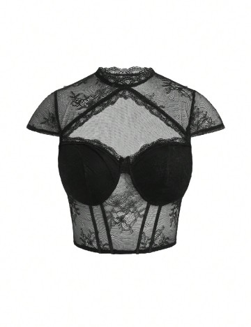Top SHEIN CURVE, negru