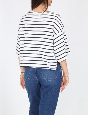Tricou Bershka, alb/albastru
