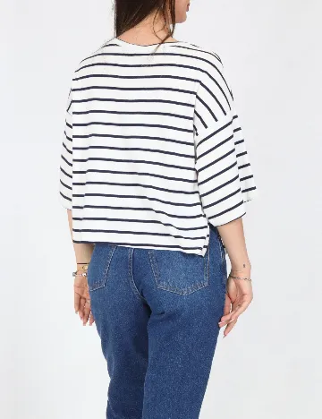 Tricou Bershka, alb/albastru