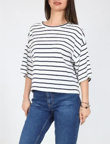 Tricou Bershka, alb/albastru