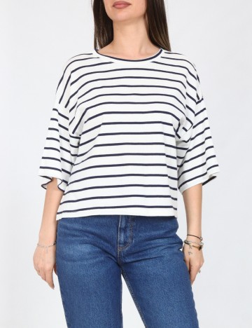 Tricou Bershka, alb/albastru