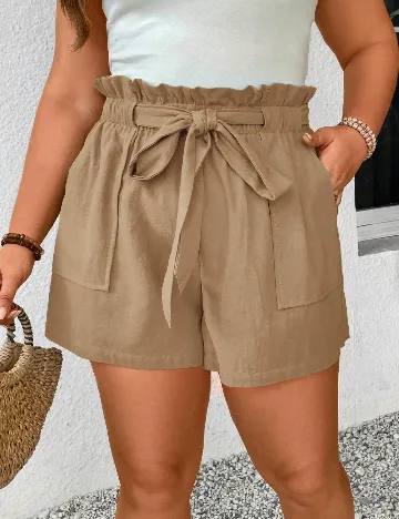 Pantaloni scurti SHEIN CURVE, maro