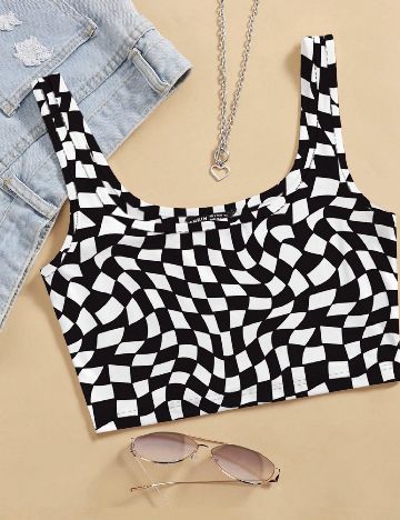 Top SHEIN, negru/alb