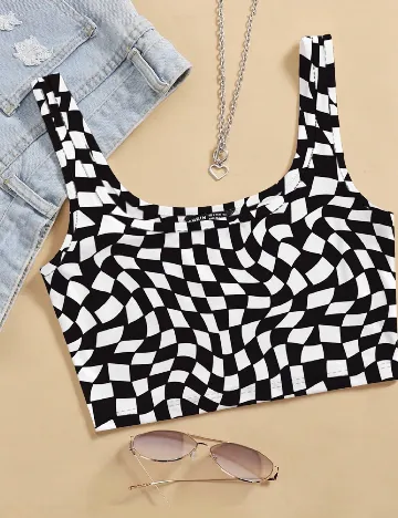 Top SHEIN, negru/alb