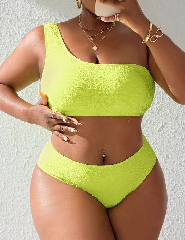 Costum de baie SHEIN CURVE, verde neon