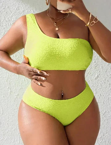Costum de baie SHEIN CURVE, verde neon