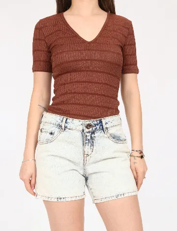 Pantaloni scurti Bershka, albastru deschis