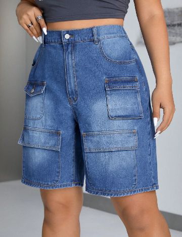 Pantaloni scurti SHEIN CURVE, albastru