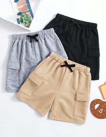 Set Pantaloni scurti 3 perechi Shein Kids, mix culori