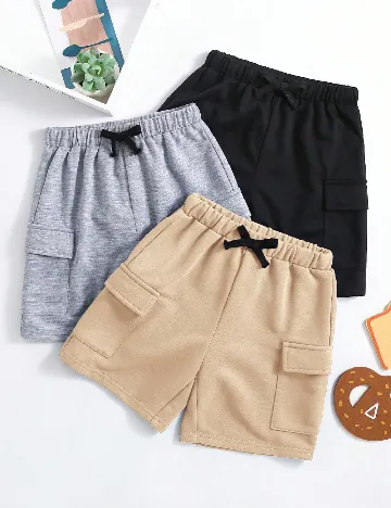Set Pantaloni scurti 3 perechi Shein Kids, mix culori
