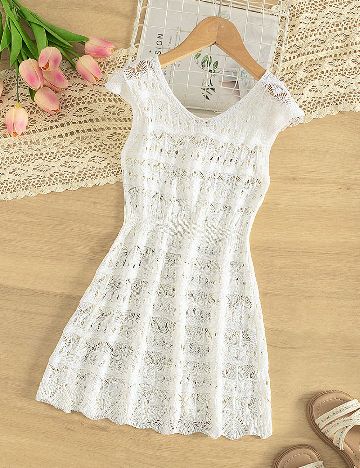 Rochie de plaja Shein Kids, ecru