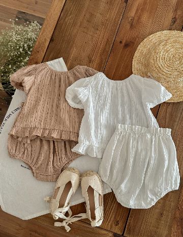 Set compleuri 2 bucati Shein Kids, alb/maro