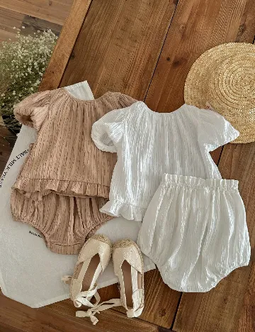 Set compleuri 2 bucati Shein Kids, alb/maro