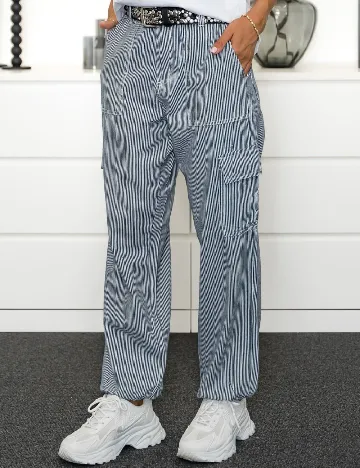 Pantaloni Kaffe, alb/bleumarin