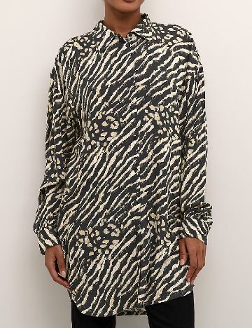 Camasa Oversize Kaffe, negru/crem