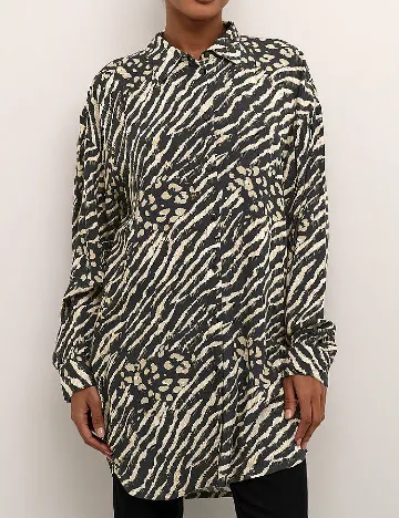 Camasa Oversize Kaffe, negru/crem