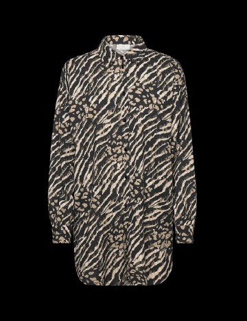 Camasa Oversize Kaffe, negru/crem