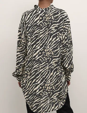 Camasa Oversize Kaffe, negru/crem