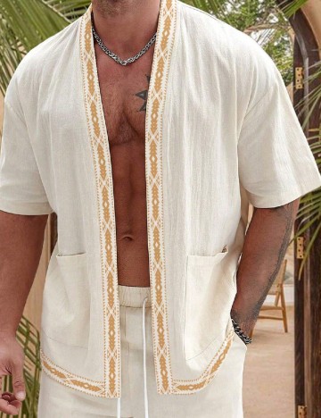 Camasa SHEIN Plus Size Men, ecru