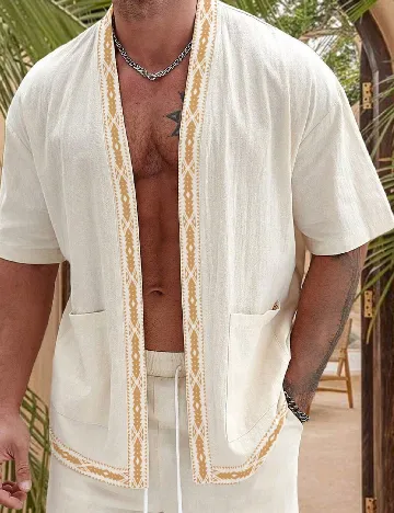Camasa SHEIN Plus Size Men, ecru