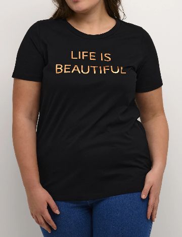 Tricou Kaffe Curve, negru