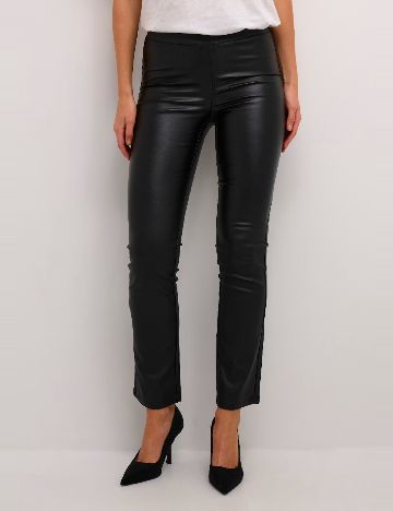 Pantaloni imitatie de piele Kaffe, negru