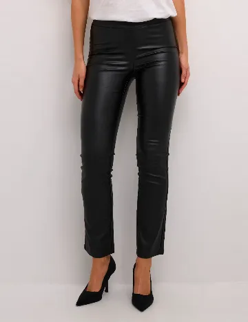 Pantaloni imitatie de piele Kaffe, negru
