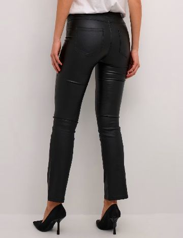 Pantaloni imitatie de piele Kaffe, negru
