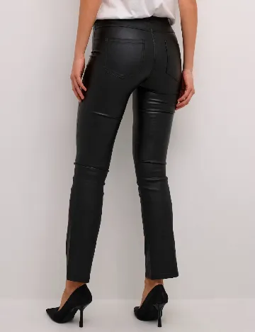 Pantaloni imitatie de piele Kaffe, negru